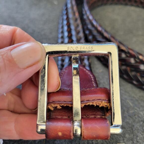 Fossil Leather Belt 38 Braided Brown MB4160222 Dress & Casual - Picture 4 of 9
